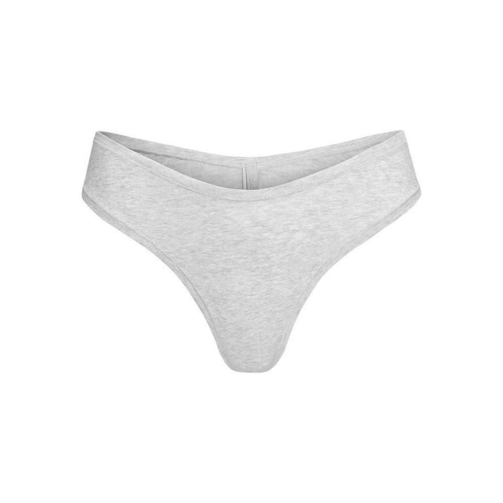 Skims Cotton Jersey Dipped Thong - New - Heather Gray - Small